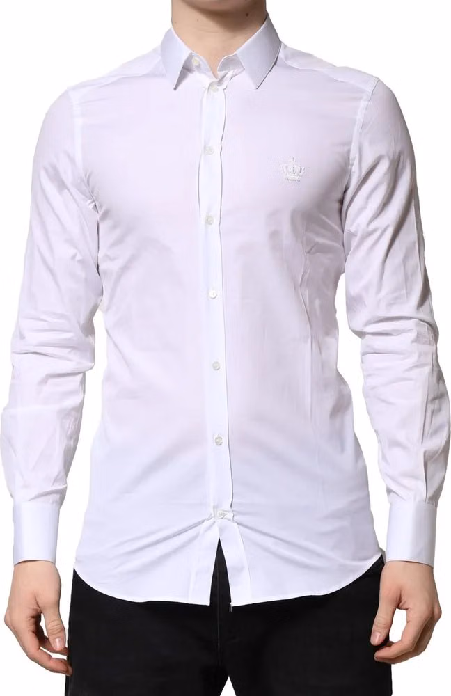 Dolce & Gabbana White GOLD Long Sleeves Men Dress Formal Shirt