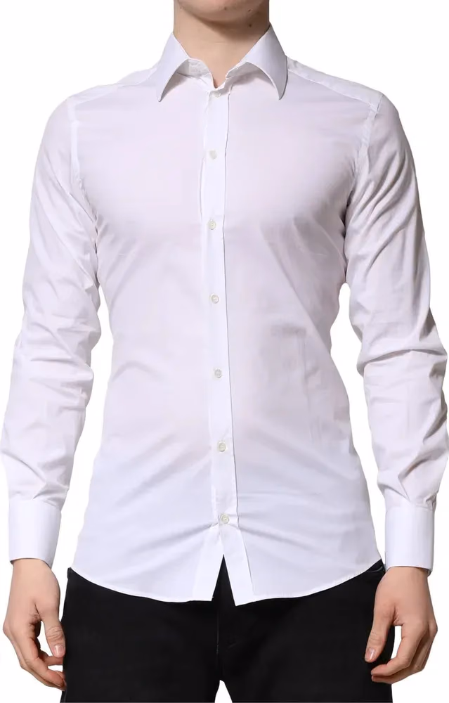 Dolce & Gabbana White GOLD Long Sleeves Men Dress Formal Shirt