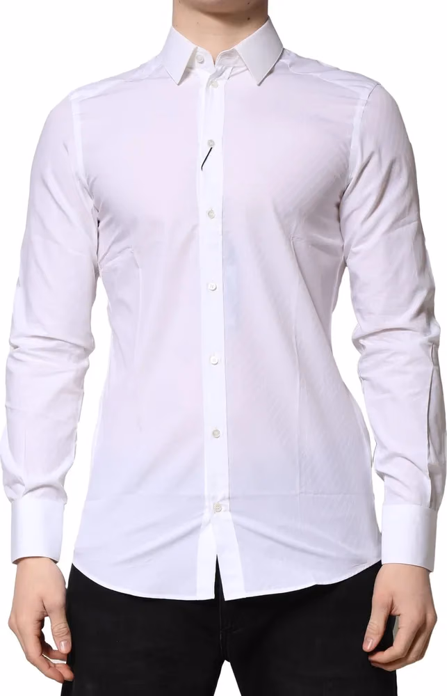 Dolce & Gabbana White MARTINI Long Sleeves Dress Formal Shirt