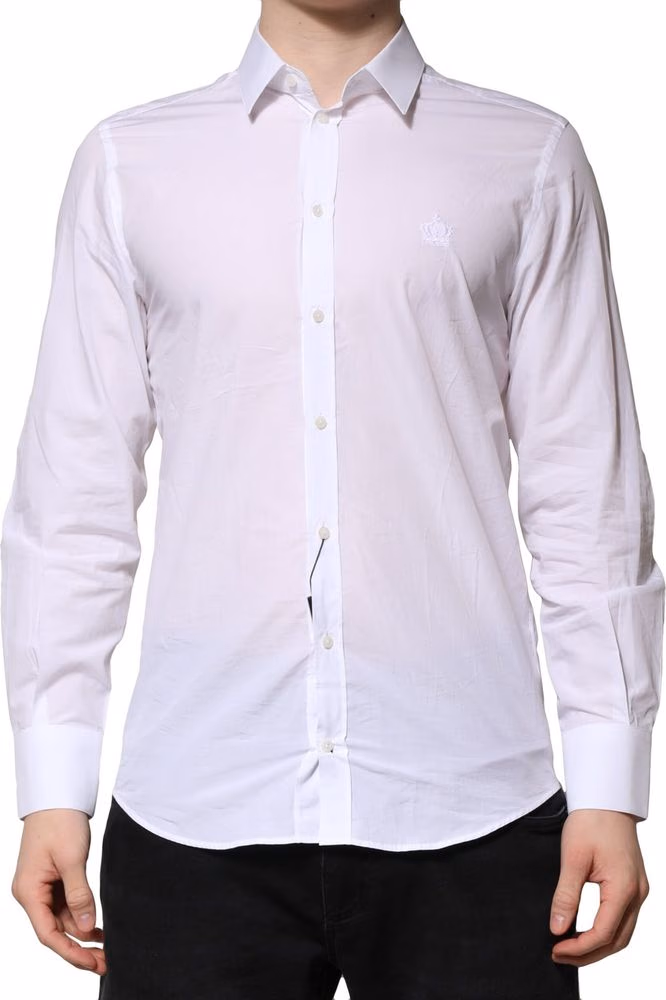 Dolce & Gabbana White MARTINI Long Sleeves Men Formal Shirt