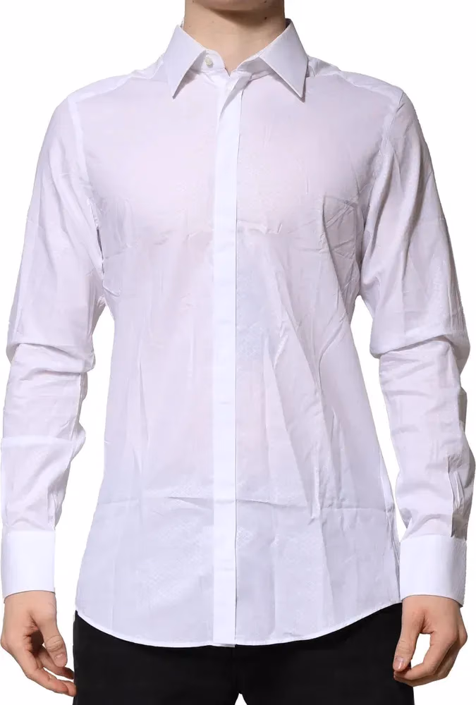 Dolce & Gabbana White MARTINI Long Sleeves Men Formal Shirt