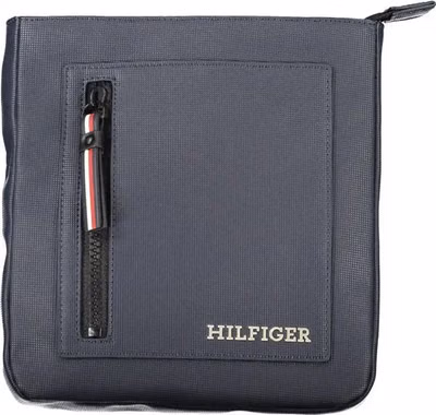 Navy Polyurethane Men's Shoulder Bag