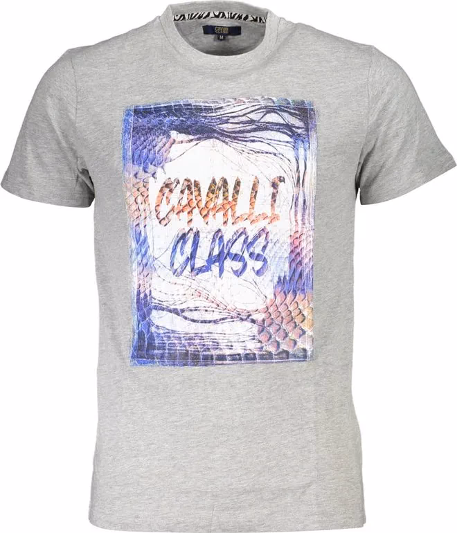 Cavalli Class Grigio Cotton Men T-Shirt