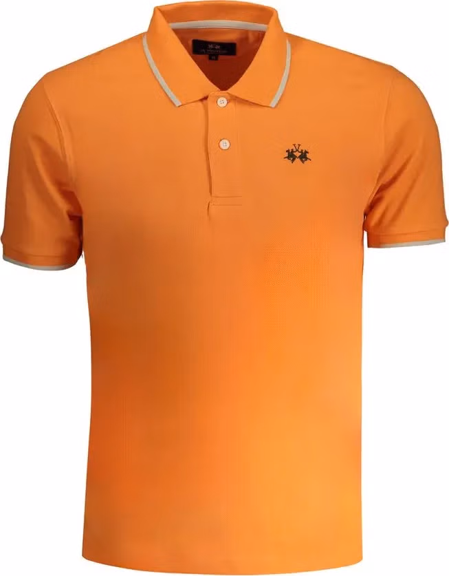 La Martina Arancione Cotton Men Polo Shirt