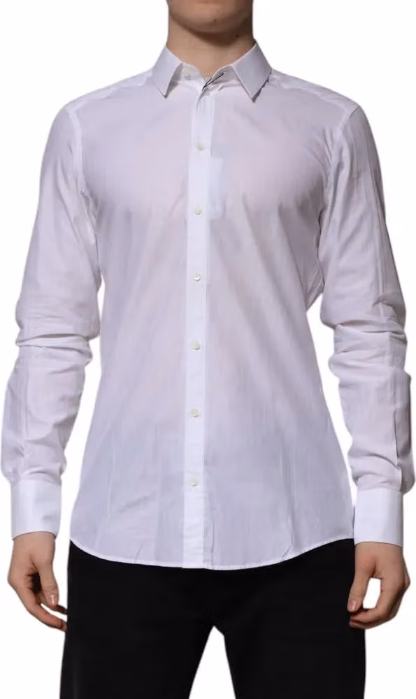 Dolce & Gabbana White Cotton MARTINI Long Sleeve Formal Shirt