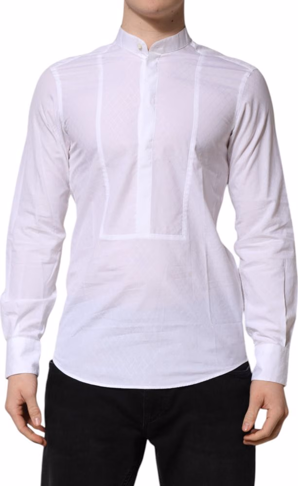 Dolce & Gabbana White Cotton Slim Long Sleeves Formal Shirt