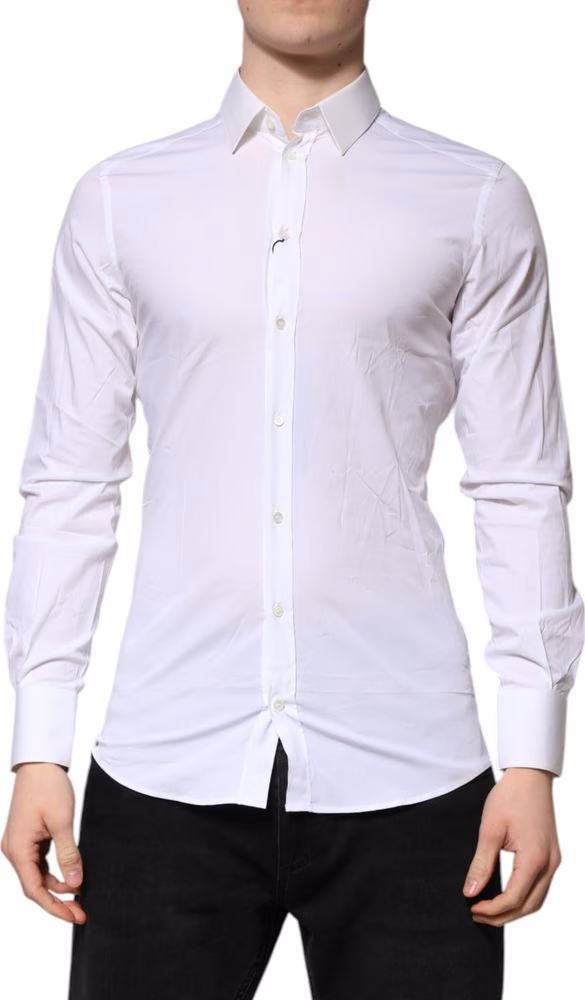 Dolce & Gabbana White GOLD Long Sleeves Dress Formal Shirt