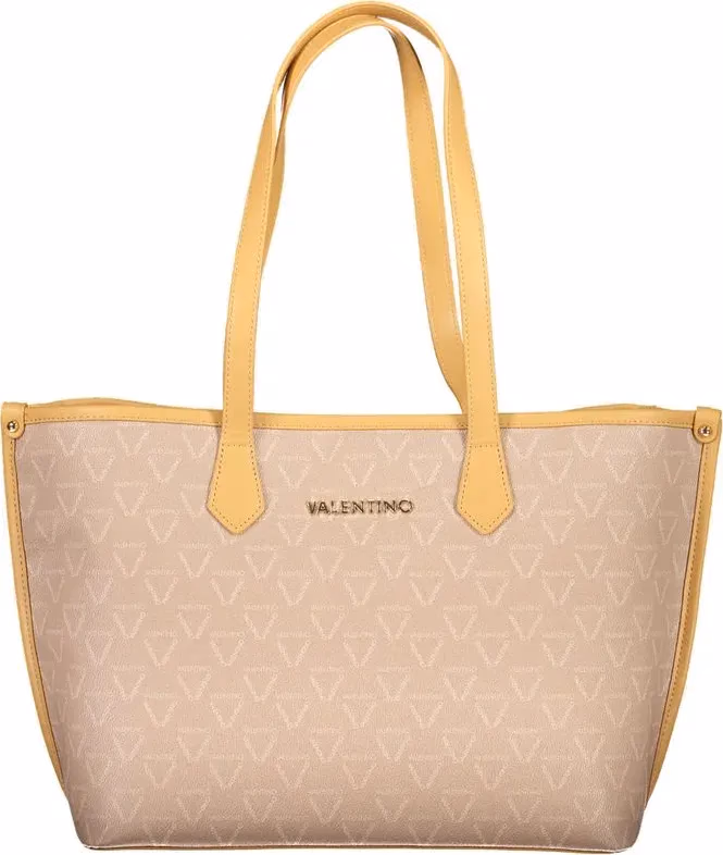 Mario Valentino Beige Polyurethane Women's Bag with Central Pocket and Zip Closure