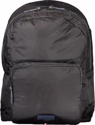 Black Polyurethane Men Backpack