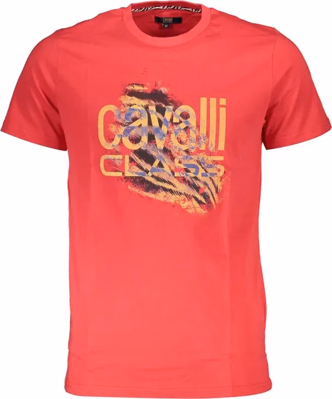 Cavalli Class Rosso Cotton Men T-Shirt