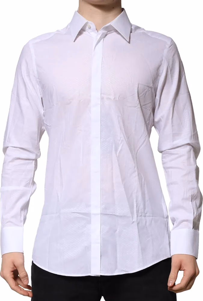 Dolce & Gabbana White MARTINI Long Sleeve Dress Formal Shirt
