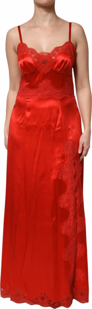 Dolce & Gabbana Red Silk Sleeveless Maxi Long Dress