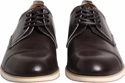 Dark Brown Leather Derby Lace Up Dress Formal Shoes