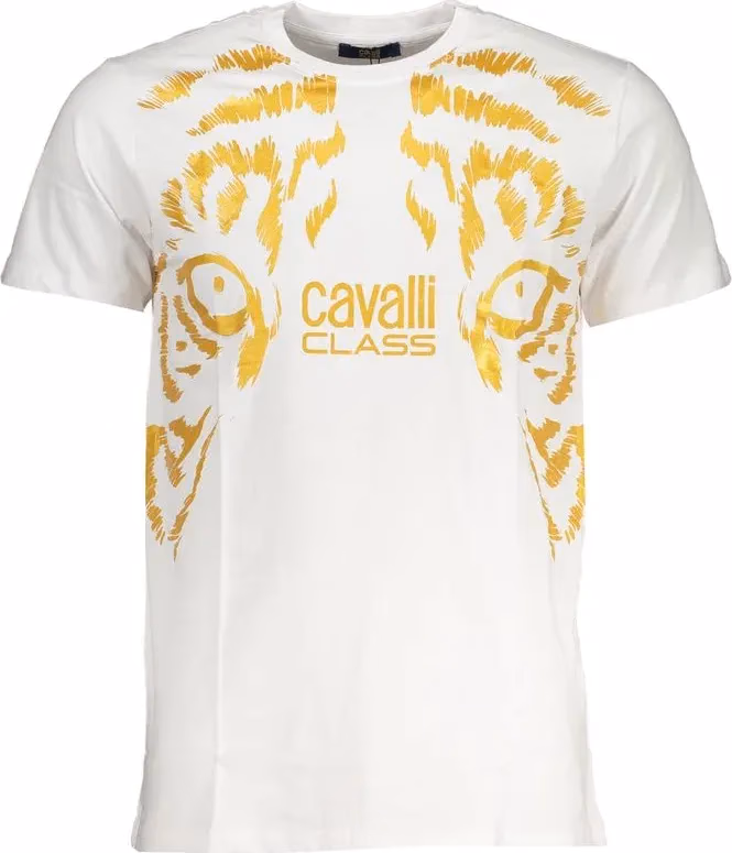 Cavalli Class Bianco Cotton Men T-Shirt