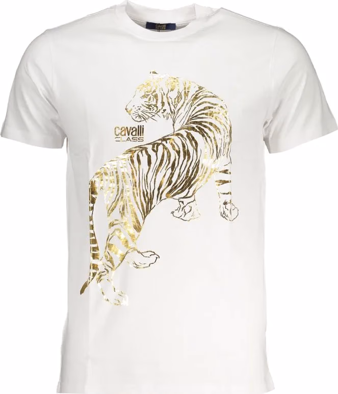 Cavalli Class Bianco Cotton Men T-Shirt