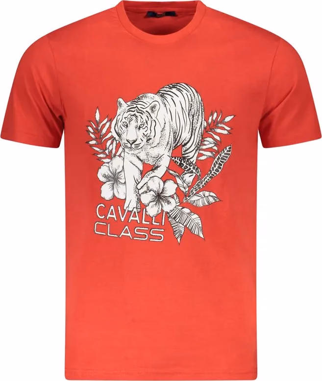 Cavalli Class Red Cotton Men T-Shirt