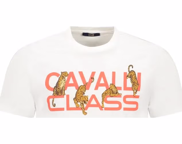 Cavalli Class Bianco Cotton Men T-Shirt
