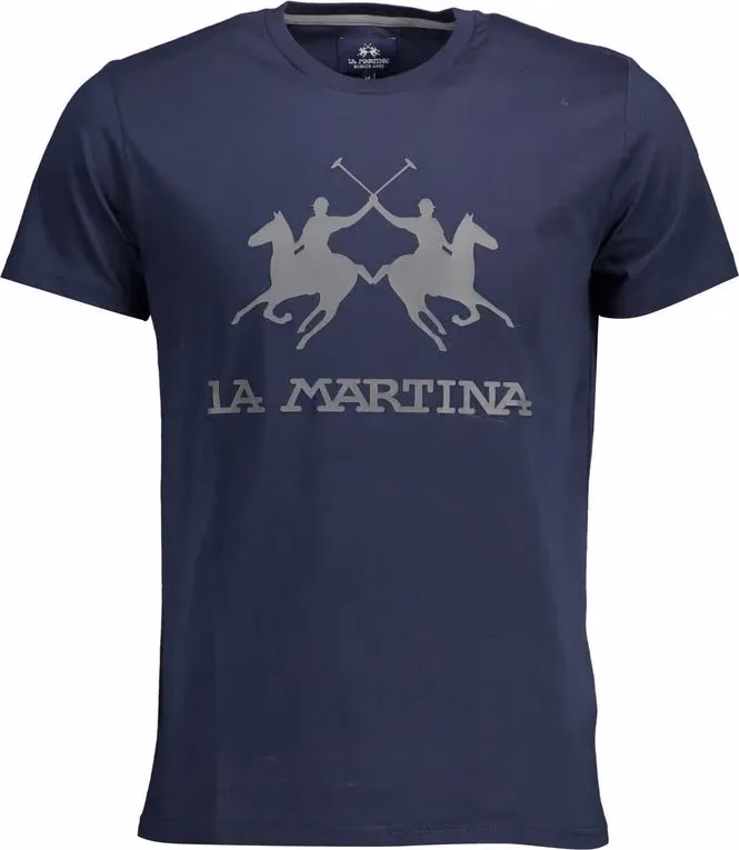 La Martina Chic Crew Neck Cotton Tee in Blue