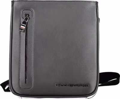 Black Polyurethane Men's Shoulder Bag
