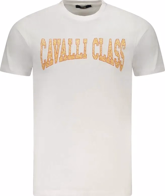 Cavalli Class Bianco Cotton Men T-Shirt