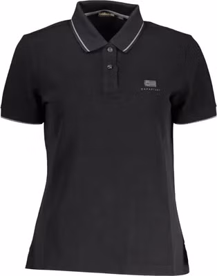 Black Cotton Women Polo Shirt