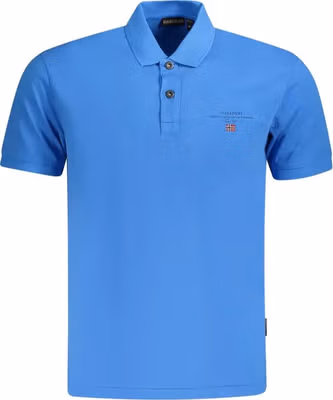 Blue Cotton Men Polo