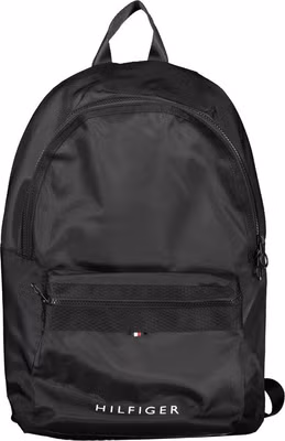 Black Polyester Men Backpack
