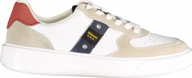 Blauer White Polyurethane Men Sneaker