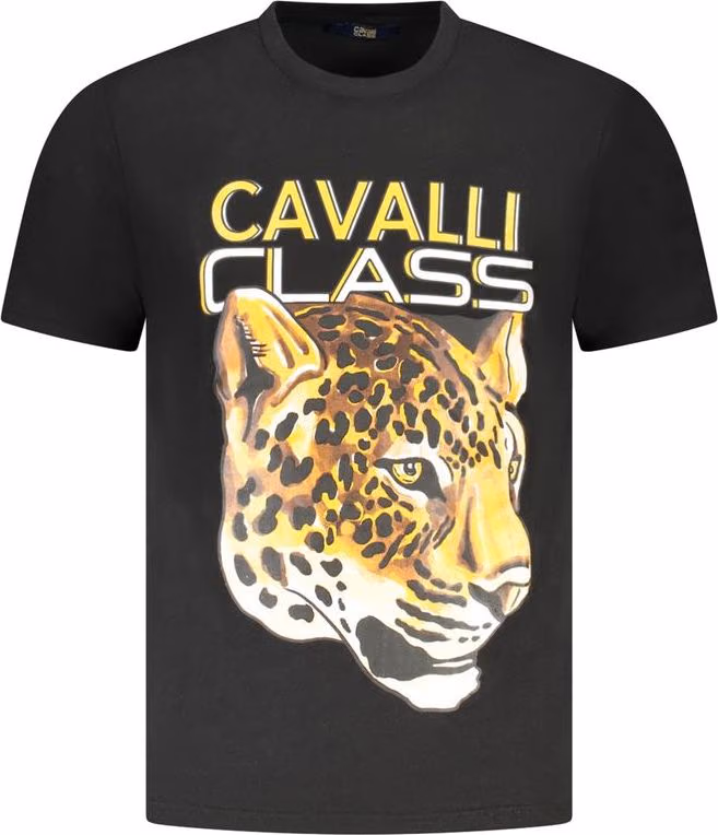 Cavalli Class Black Cotton Men T-Shirt