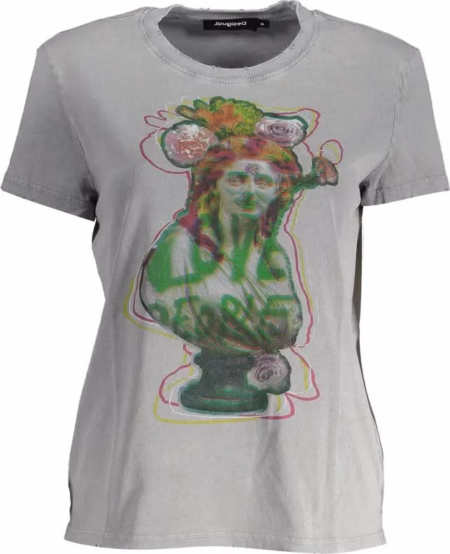 Desigual Gray Cotton Women T-Shirt