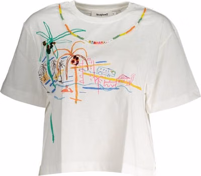 White Cotton Women T-Shirt