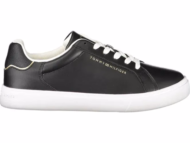 Tommy Hilfiger Black Leather Women Sneaker