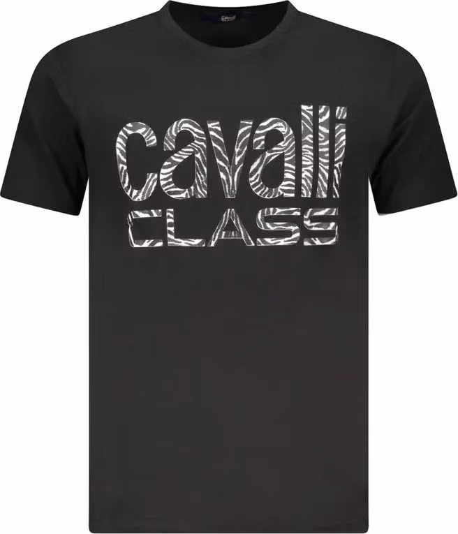 Cavalli Class Black Cotton Men T-Shirt
