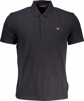 Black Cotton Men Polo Shirt