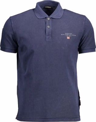 Blue Cotton Men Polo Shirt