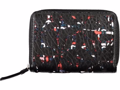 Elegant Black Zip Wallet with Contrasting Accents