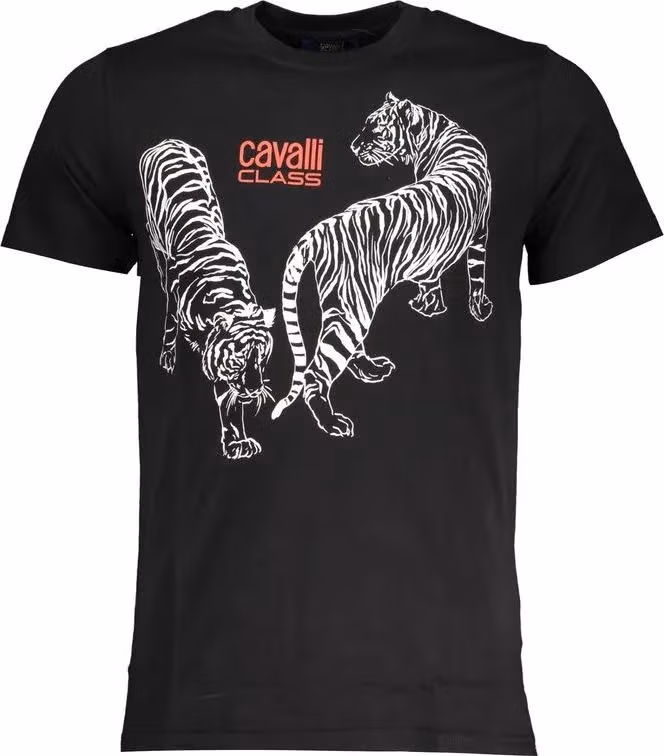 Cavalli Class Black Cotton Men T-Shirt