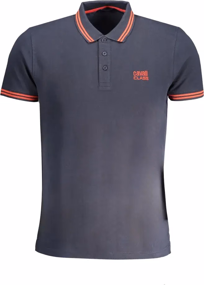 Cavalli Class Blue Cotton Men Polo Shirt