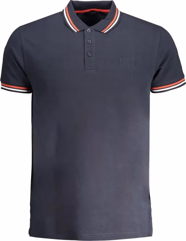 Cavalli Class Navy Cotton Men Polo Shirt