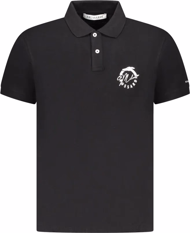 Trussardi Black Cotton Men Polo