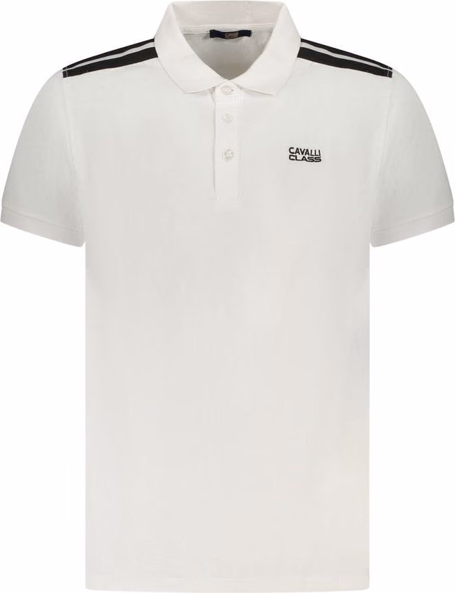 Cavalli Class White Cotton Mens Polo Shirt