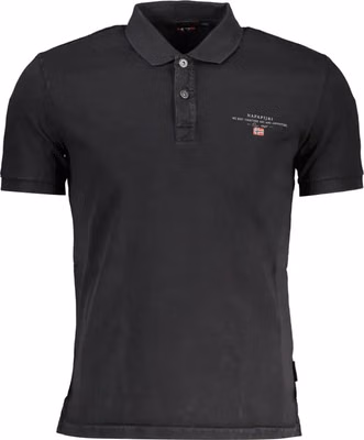 Black Cotton Men Polo Shirt