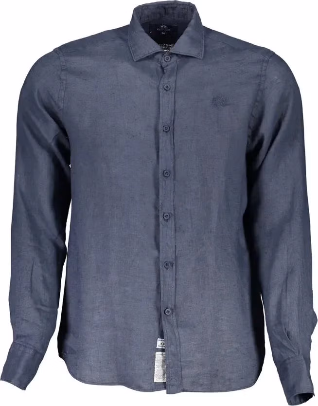 La Martina Blu Linen Men Shirt