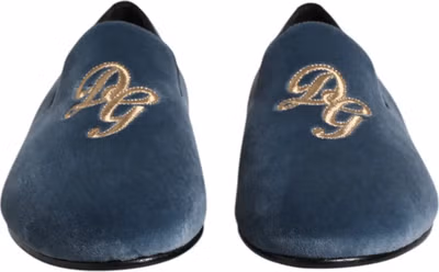 Blue Velvet DG Logo Loafers Formal Shoes
