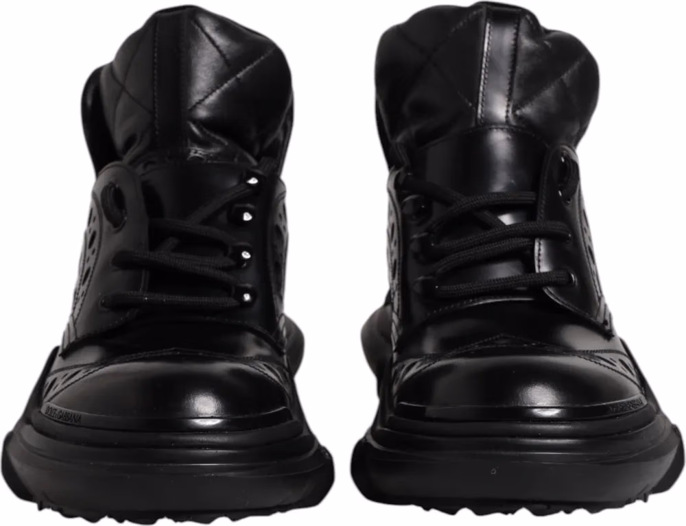 Dolce & Gabbana Black Leather Casual Mens Ankle Boots Shoes