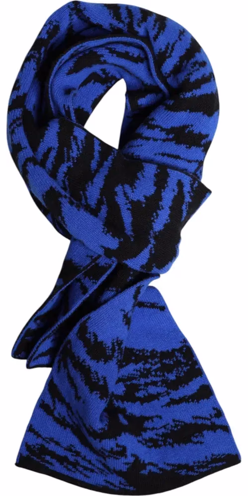 Dolce & Gabbana Blue Black Logo Neck Warmer Wrap Shawl Scarf