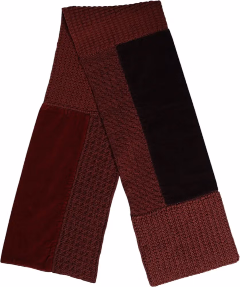 Dolce & Gabbana Maroon Black Neck Warmer Wrap Shawl Scarf
