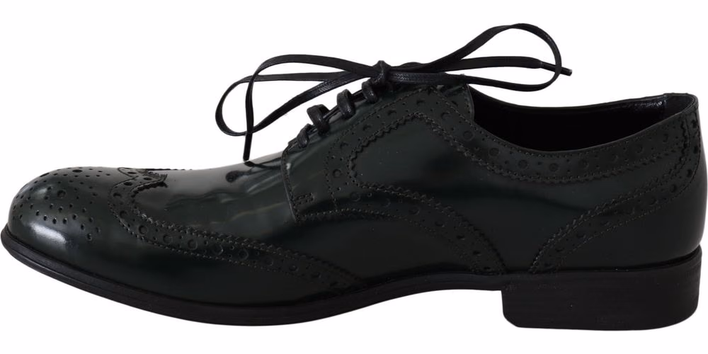 Dolce & Gabbana Green Leather Broque Oxford Wingtip Shoes