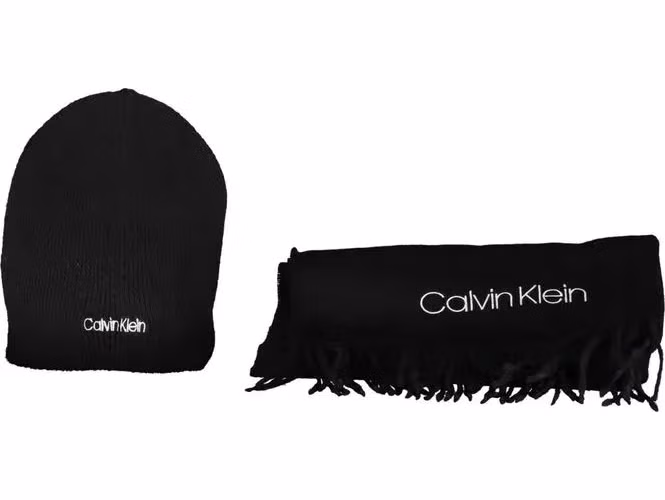 Calvin Klein Nero Acrylic Men Scarf Set