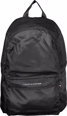 Black Polyester Men Backpack